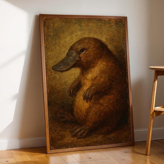 Oil Painting Platypus Portrait – Funny Animal Art Print with Vintage Oil Painting Vibe - Just Great Posters