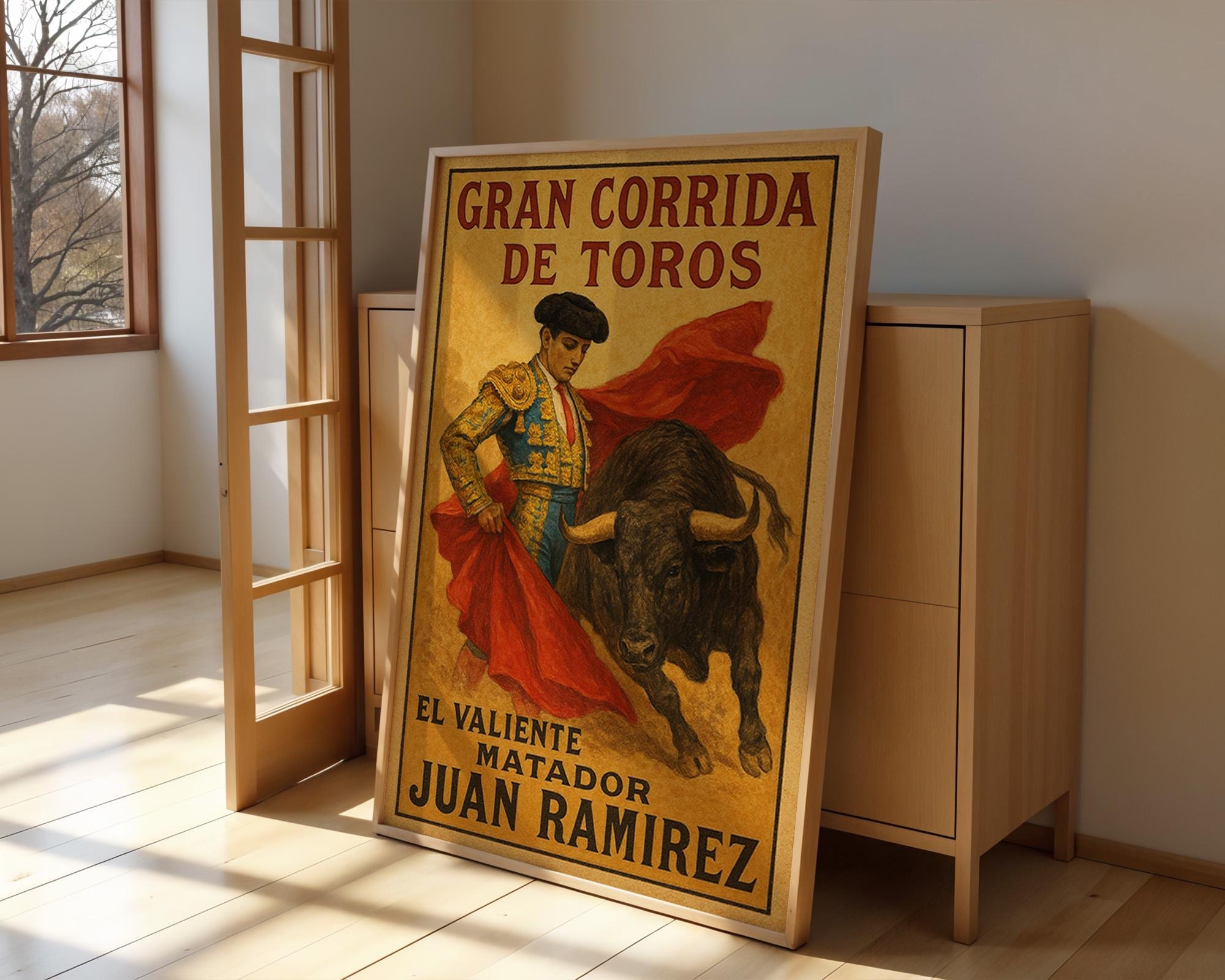 Spanish bullfight poster shown in an alternative frame style