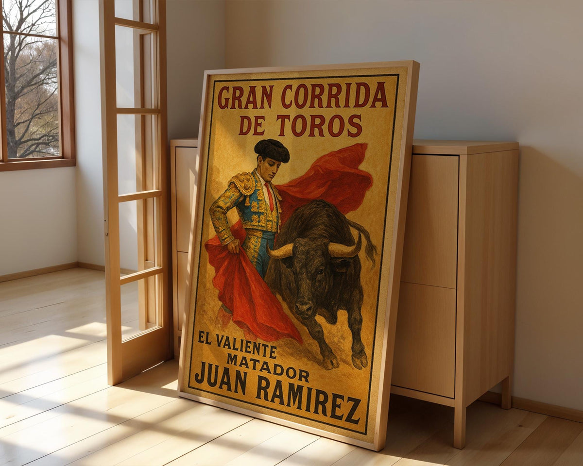 Spanish bullfight poster shown in an alternative frame style