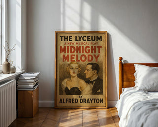 Midnight Melody Theatre Poster – Retro West End Musical Print, Vintage Glam Couple Wall Art - Just Great Posters