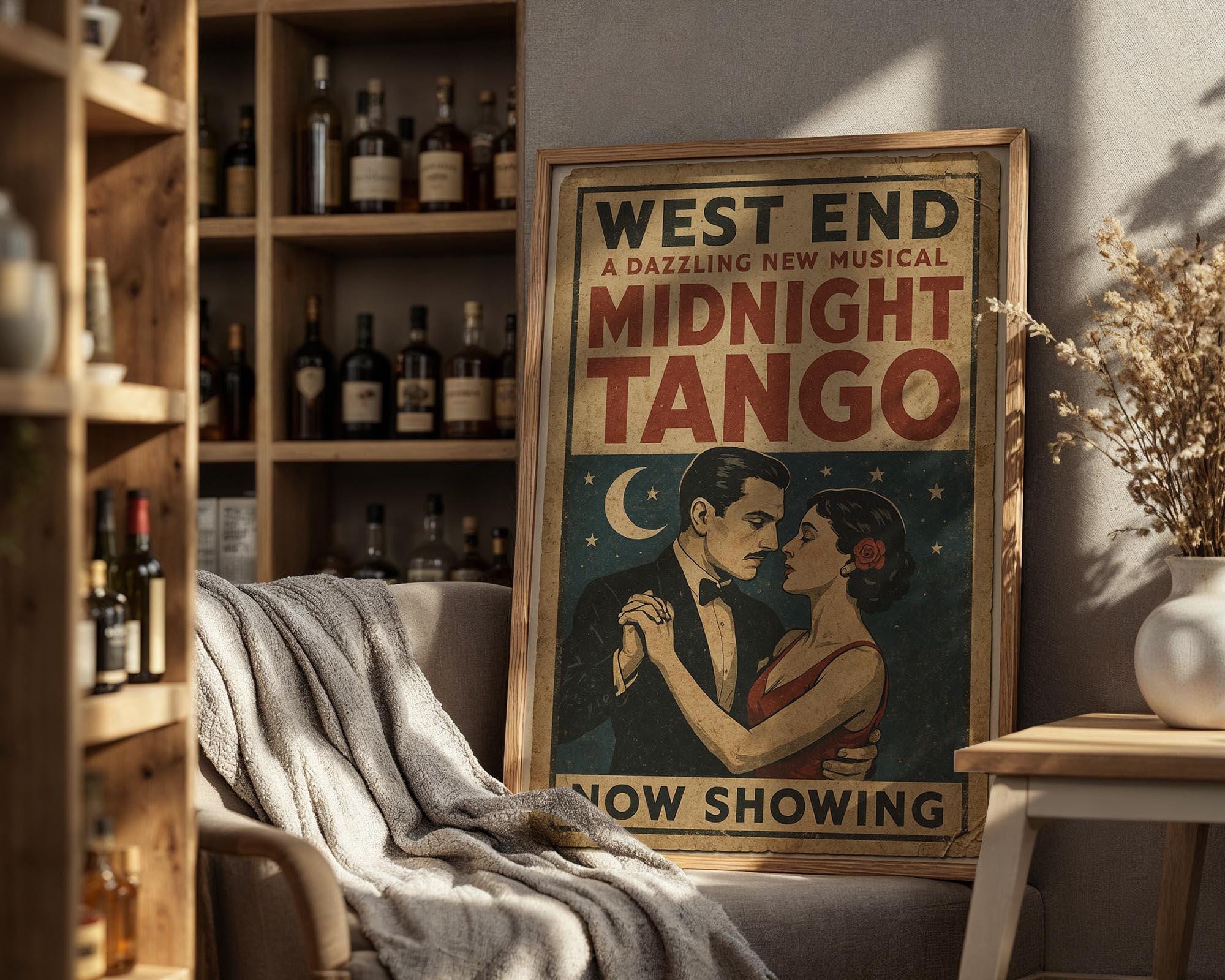 Midnight Tango Musical Poster – Dazzling West End Dance Print, Retro Romance Theatre Art - Just Great Posters