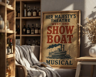 Show Boat Musical Poster – Vintage Steamboat Theatre Print, Retro West End Americana Art - Just Great Posters