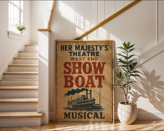 Show Boat Musical Poster – Vintage Steamboat Theatre Print, Retro West End Americana Art - Just Great Posters