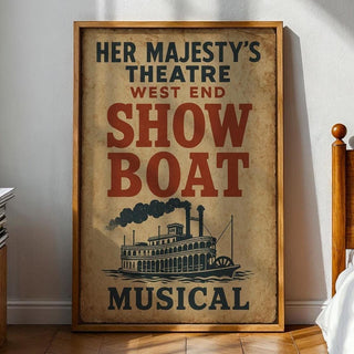 Show Boat Musical Poster – Vintage Steamboat Theatre Print, Retro West End Americana Art - Just Great Posters