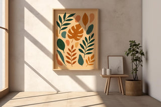 Mid Century Modern Leaf Print – Abstract Botanical Wall Art, Minimalist Nature Decor, Boho Plant Poster, Earth Tone Digital Download - Just Great Posters