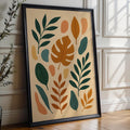 Mid Century Modern Leaf Print – Abstract Botanical Wall Art, Minimalist Nature Decor, Boho Plant Poster, Earth Tone Digital Download - Just Great Posters