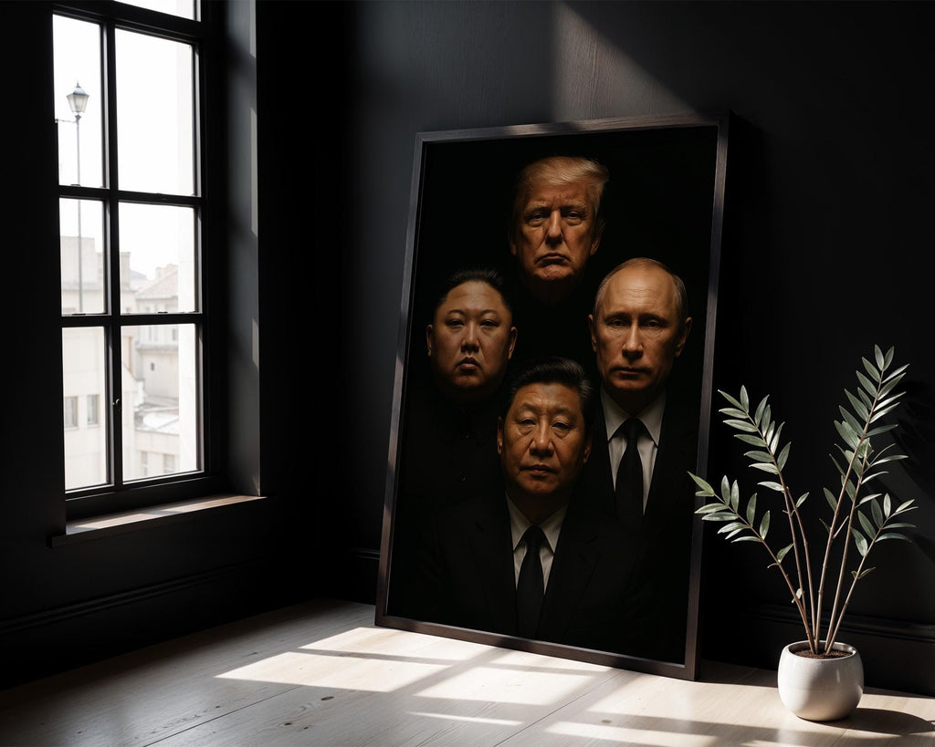 World Leader Queen Art Print – Satirical Portrait of World Leaders, Dark Political Wall Art, Pop Culture Parody Poster, Physical Poster - Just Great Posters