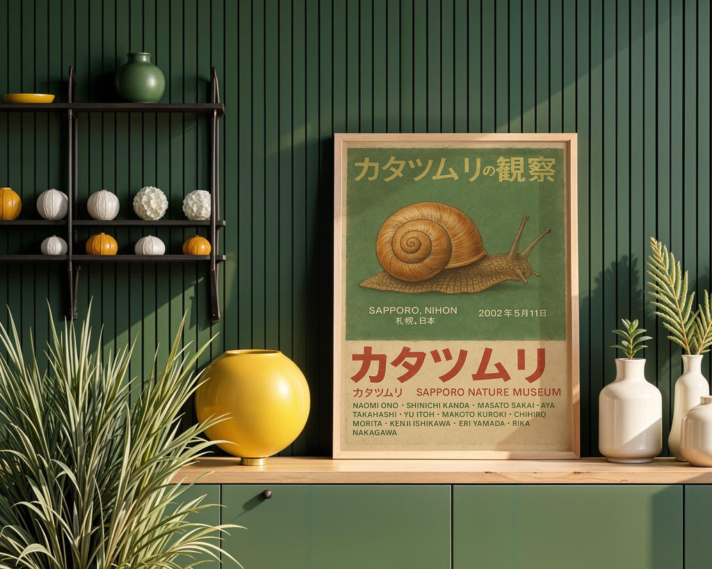 Snail Poster – KATATSUMURI Vintage Japanese Nature Print, Sapporo Museum Art, Physical Poster Only - Just Great Posters