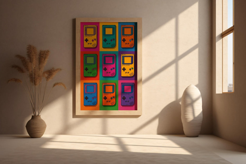 Retro Gaming Pop Art Poster | Bright Game Console Wall Print | 90s Nostalgia Gift | Bold Gamer Room Decor | Free Shipping - Just Great Posters