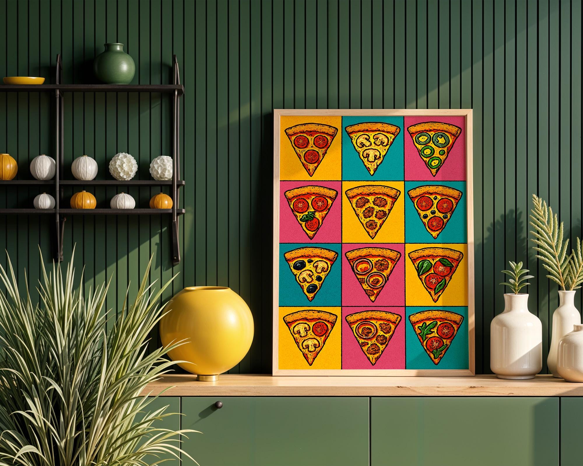 Pop Art Pizza Slice Poster | Bold Foodie Wall Print | Funny Kitchen Decor for Pizza Lovers | Colorful Retro Art | Free Shipping - Just Great Posters