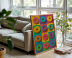 Pop Art Donut Poster | Colourful Sprinkle Donuts Wall Art | Cute Bakery Decor | Bold Breakfast Print | Free Shipping - Just Great Posters