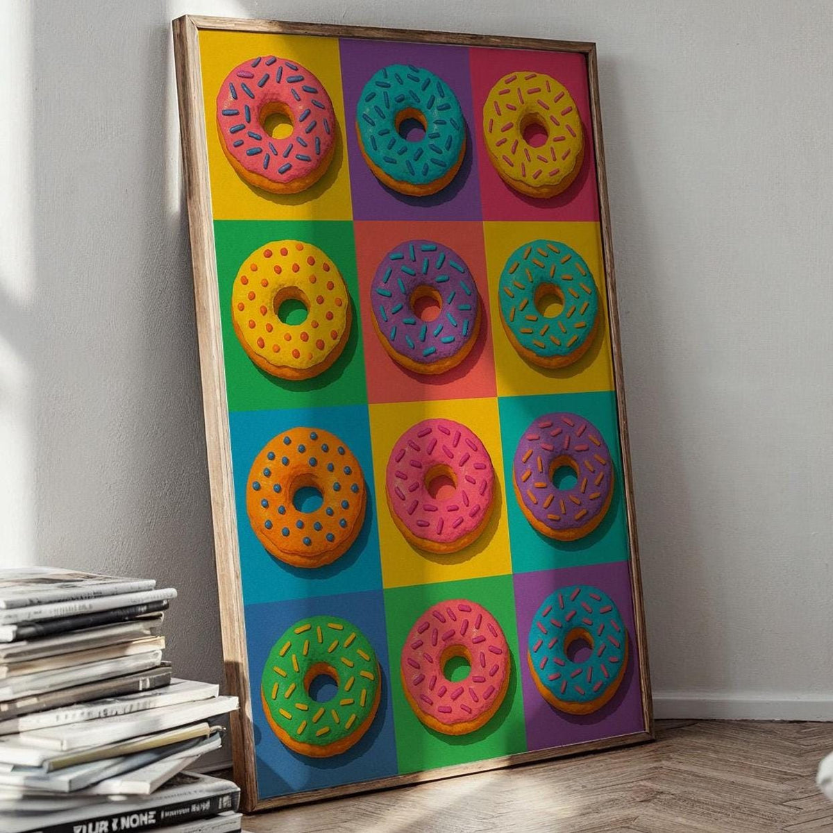 Pop Art Donut Poster | Colourful Sprinkle Donuts Wall Art | Cute Bakery Decor | Bold Breakfast Print | Free Shipping - Just Great Posters