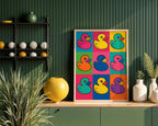 Pop Art Rubber Duck Poster | Bright Retro Bath Toy Wall Art | Colorful Kids Bathroom Decor | Quirky Pop Print | Free Shipping - Just Great Posters