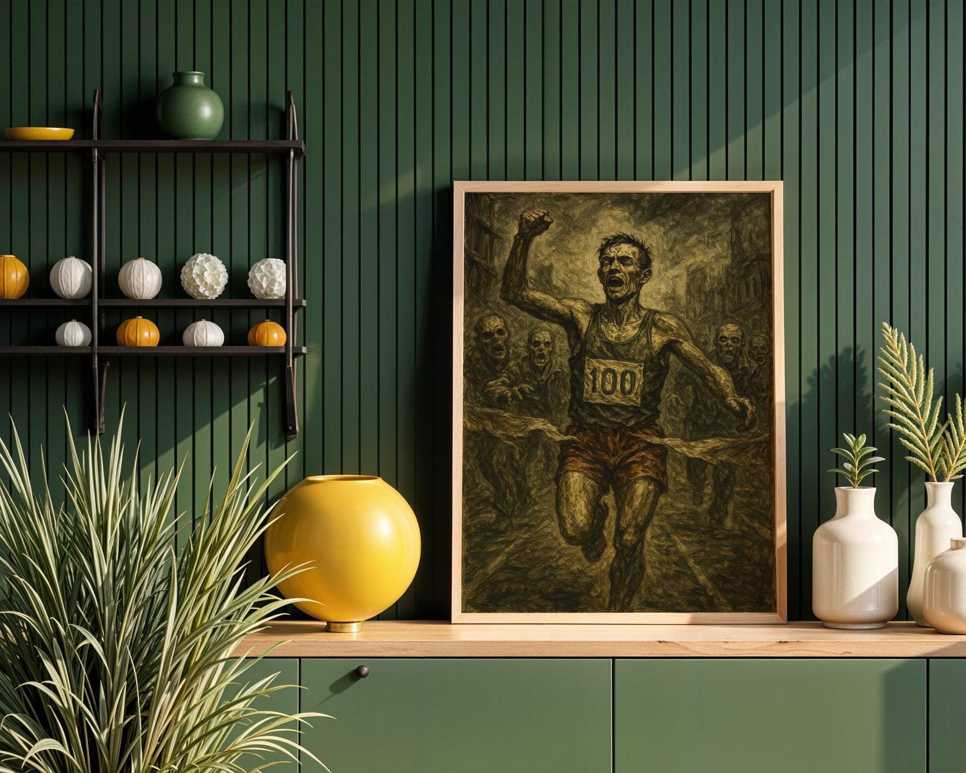 Zombie Apocalypse Runner Print | Horror Running Wall Art | Undead Marathon Poster | Dark Humor Survival Art | Free Shipping - Just Great Posters