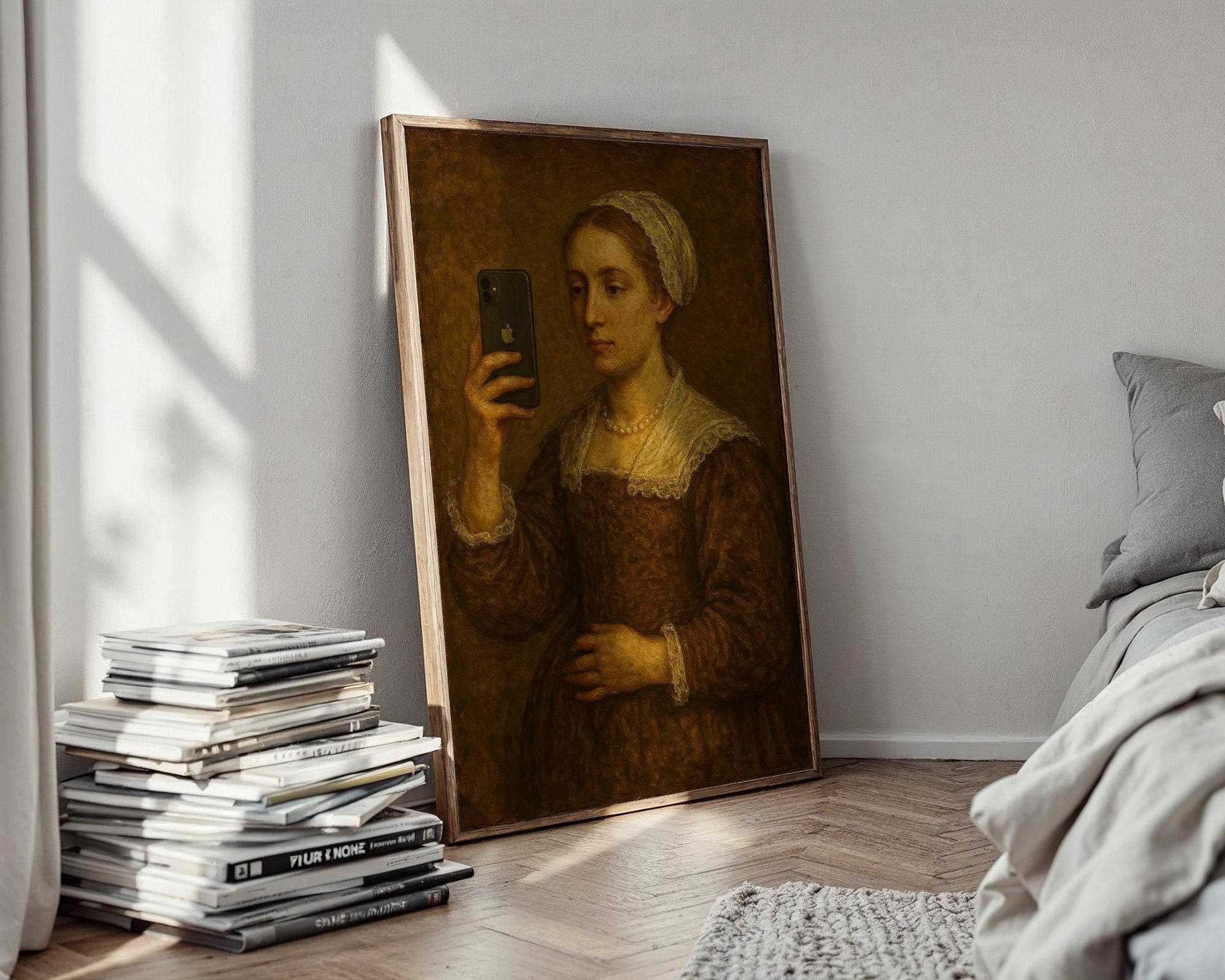 Renaissance Selfie Poster | Funny Classical Art Print with Smartphone | Vintage Modern Wall Art | Meme - Inspired Decor | Free Shipping - Just Great Posters