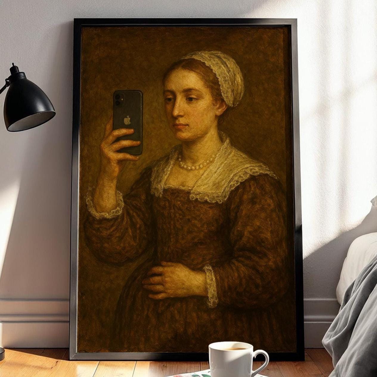 Renaissance Selfie Poster | Funny Classical Art Print with Smartphone | Vintage Modern Wall Art | Meme - Inspired Decor | Free Shipping - Just Great Posters