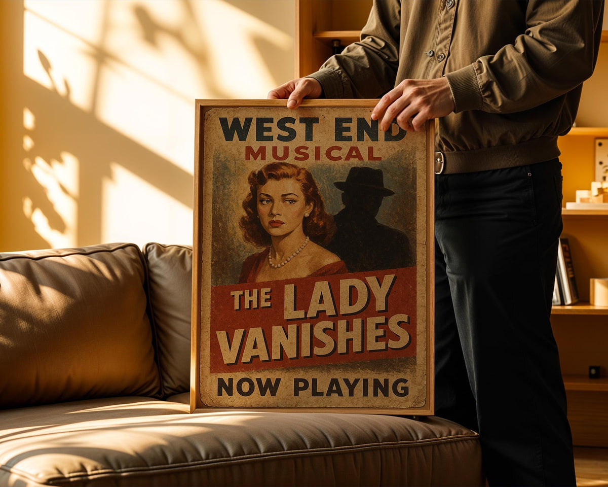 The Lady Vanishes Musical Poster | Retro Noir Theatre Print | West End Drama Wall Art | Vintage Mystery Decor | Free Shipping - Just Great Posters