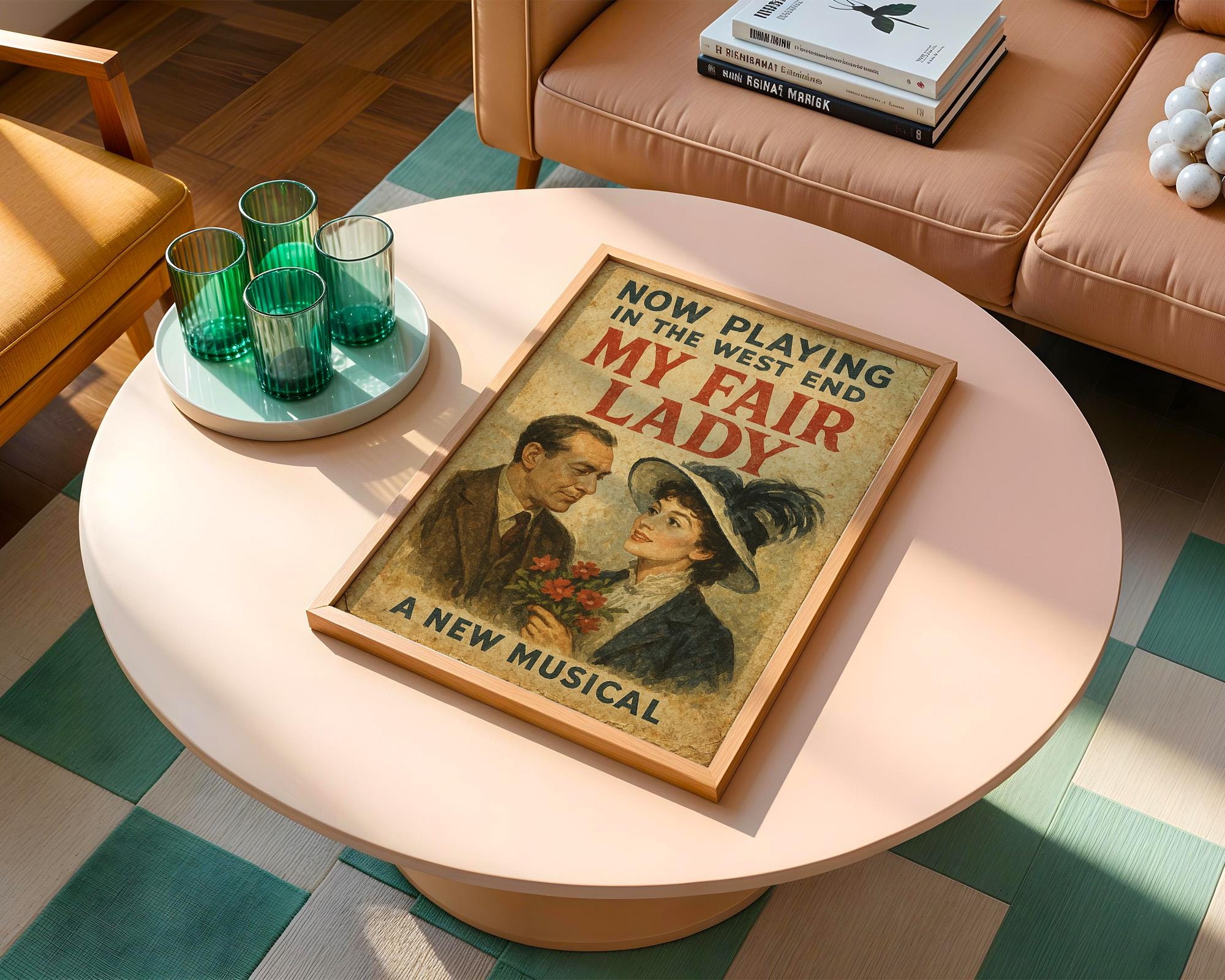 My Fair Lady Poster with Flowers | Vintage West End Musical Print | Retro Romance Theatre Wall Art | Free Shipping - Just Great Posters