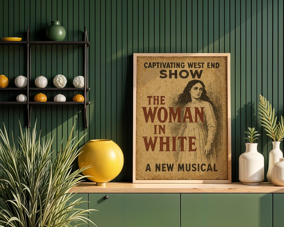 The Woman in White Musical Poster | Vintage Gothic West End Print | Mystery Theatre Wall Art | Retro Drama Decor | Free Shipping - Just Great Posters