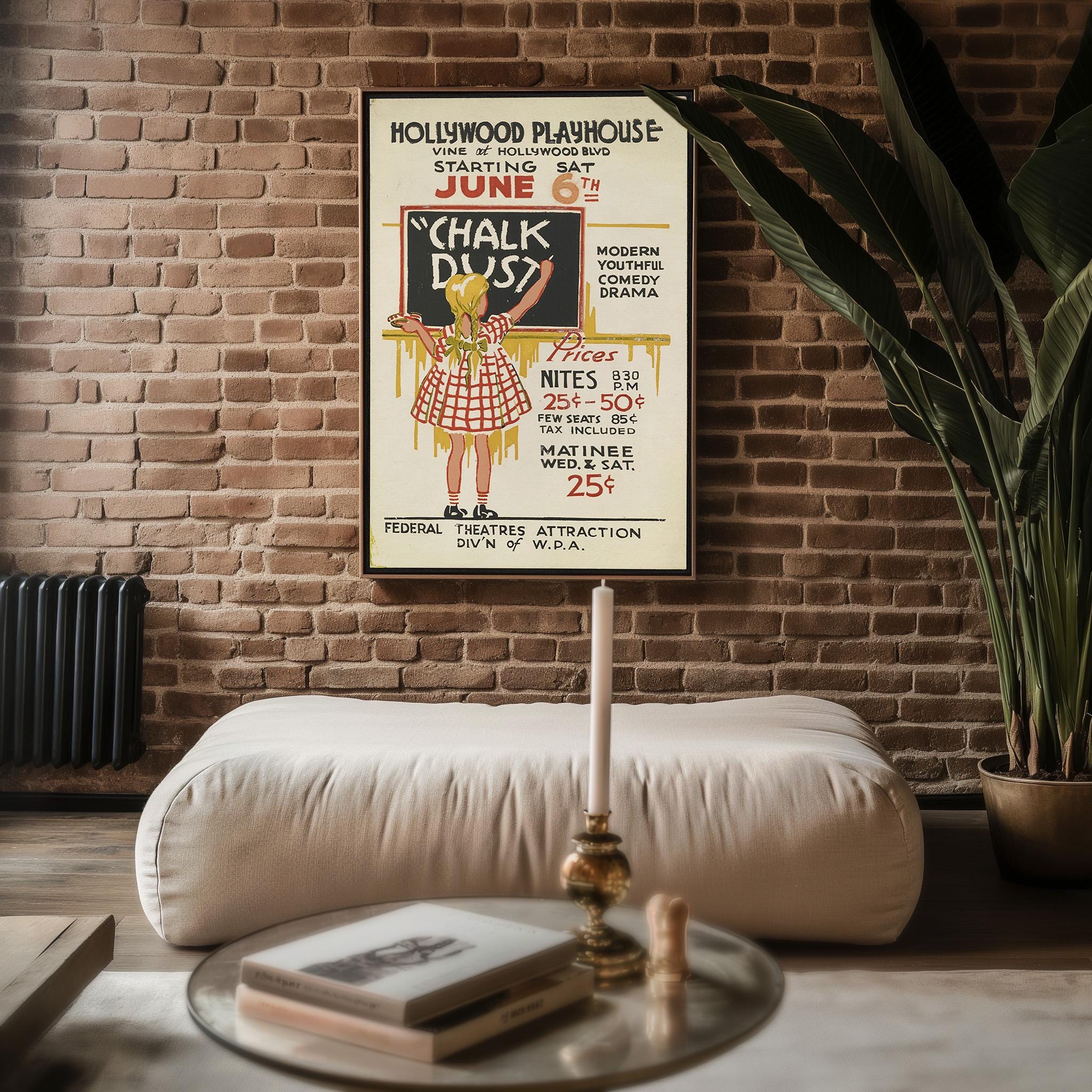 Chalk Dust WPA Poster Print – Retro School Play Wall Art, 1930s Federal Theatre Comedy Drama, Hollywood Playhouse Vintage Decor - Just Great Posters