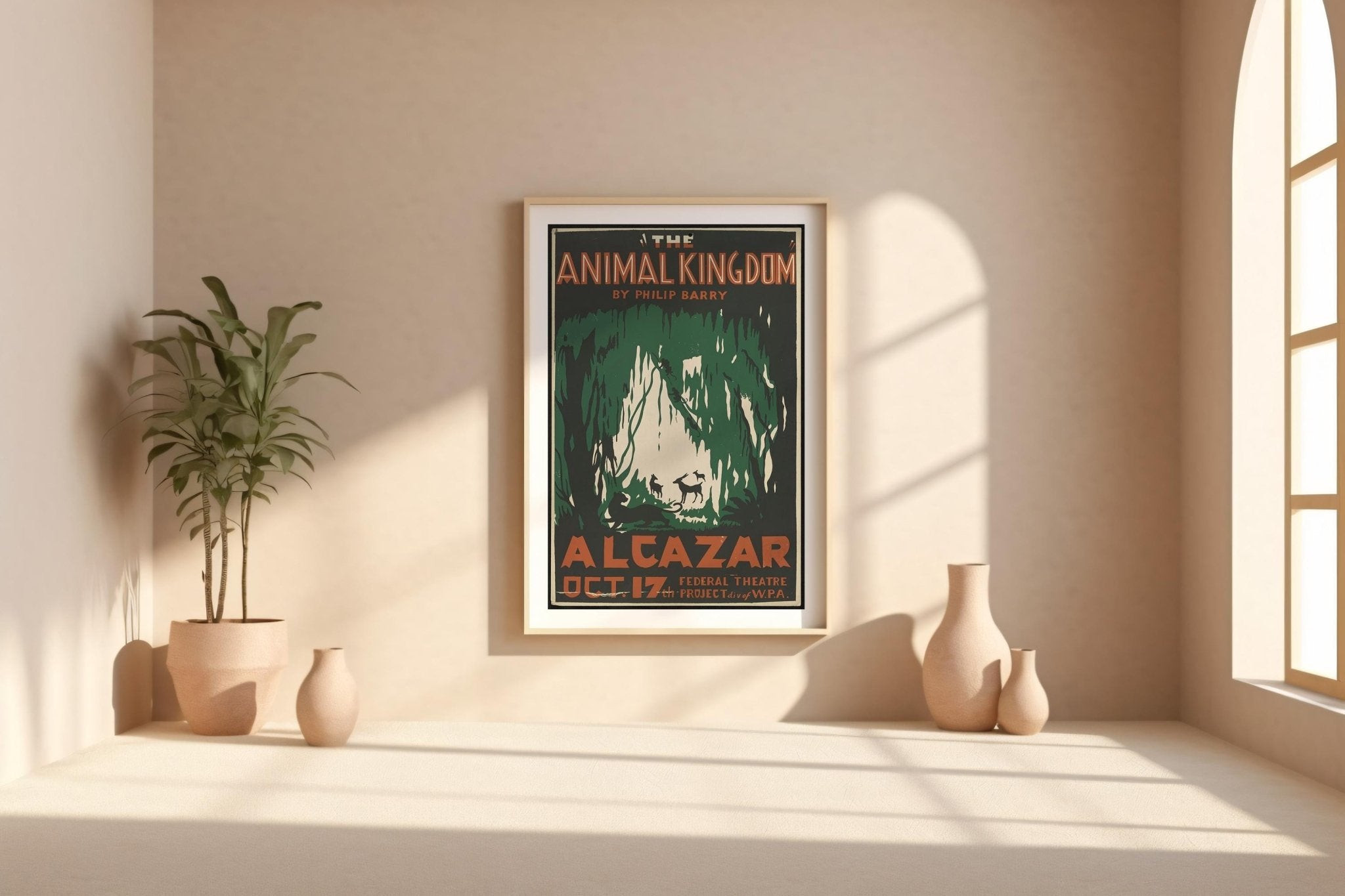 The Animal Kingdom WPA Poster Print – Jungle Silhouette Wall Art, 1930s Federal Theatre Vintage Decor, Wildlife Midcentury Style - Just Great Posters