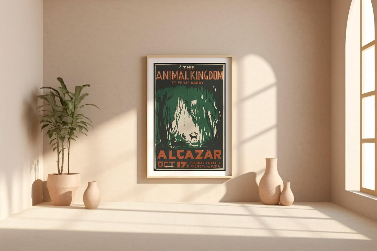 The Animal Kingdom WPA Poster Print – Jungle Silhouette Wall Art, 1930s Federal Theatre Vintage Decor, Wildlife Midcentury Style - Just Great Posters