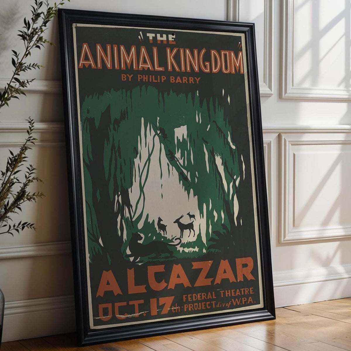 The Animal Kingdom WPA Poster Print – Jungle Silhouette Wall Art, 1930s Federal Theatre Vintage Decor, Wildlife Midcentury Style - Just Great Posters