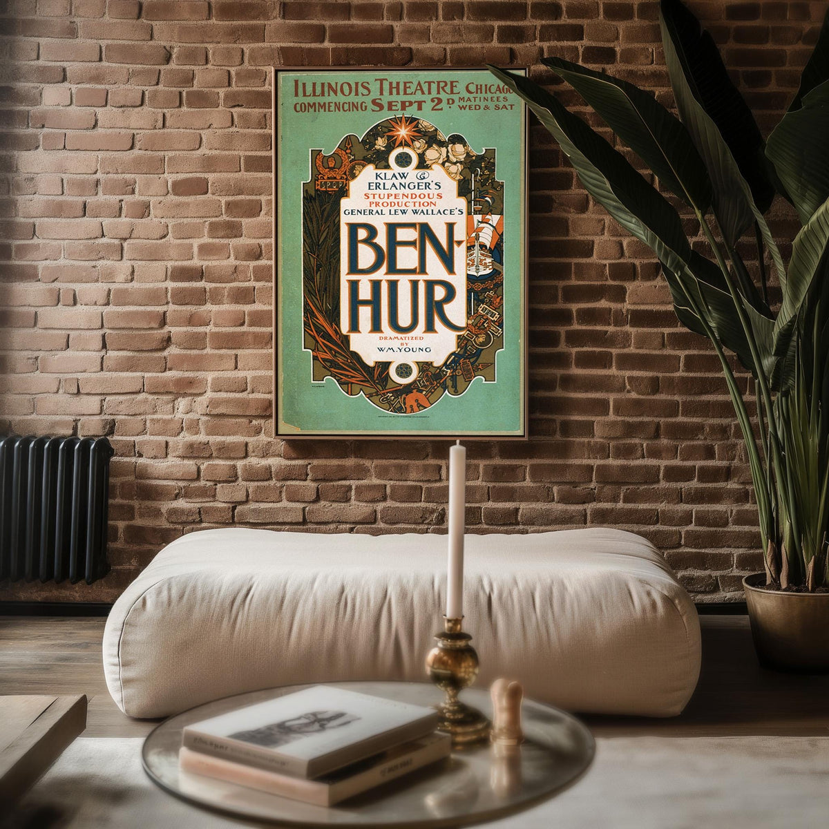 Antique Theatre Poster Print – Ben - Hur Stage Playbill Reprint – Roman Epic Drama – Vintage Performance Art with Bold Typography - Just Great Posters
