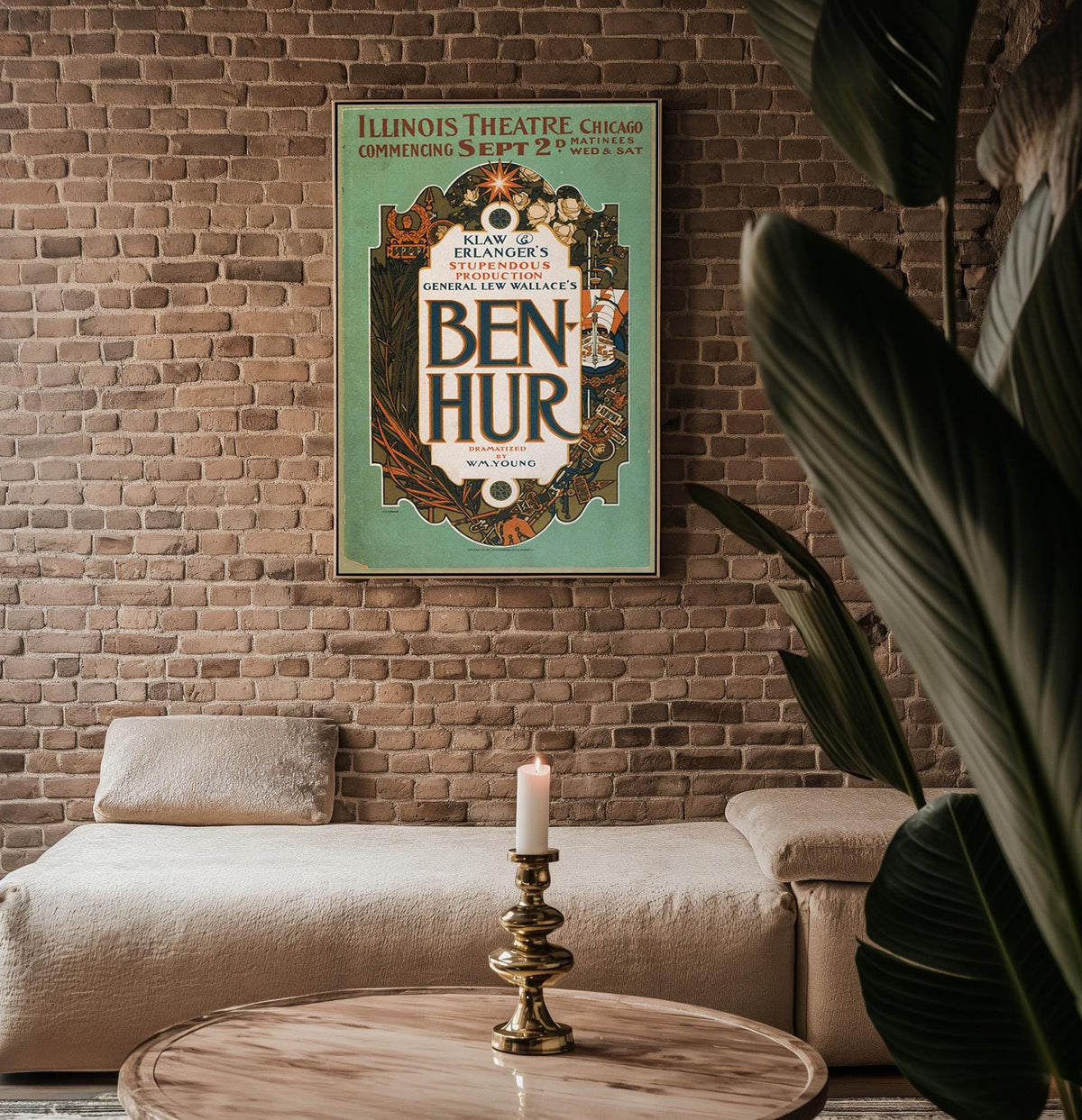 Antique Theatre Poster Print – Ben - Hur Stage Playbill Reprint – Roman Epic Drama – Vintage Performance Art with Bold Typography - Just Great Posters