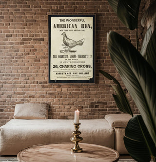 Vintage Sideshow Poster Print – The Wonderful American Hen – Three Wings Four Legs Chicken – Odd Animal Freak Show Reprint - Just Great Posters