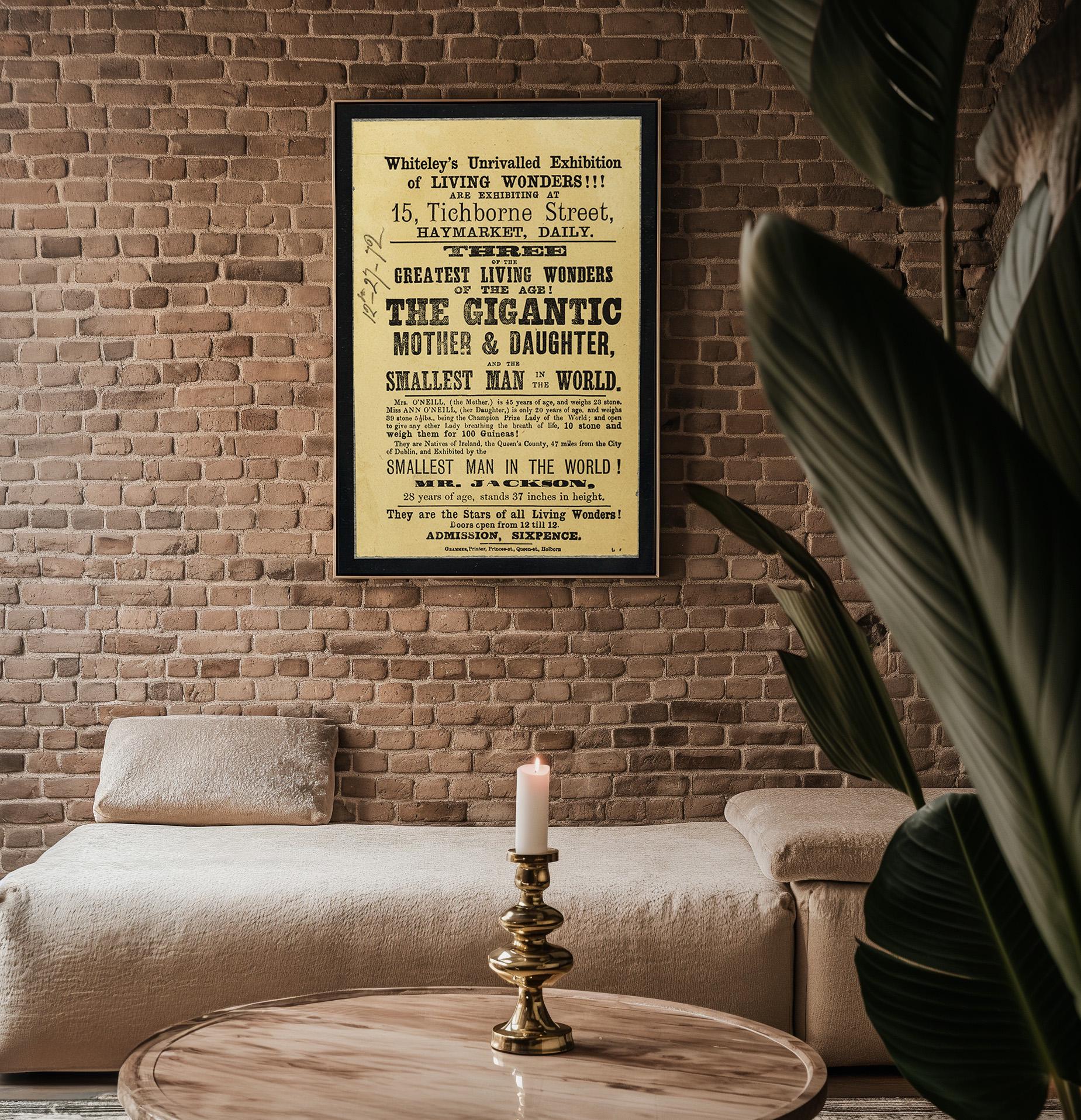 Freak Show Poster Print – Gigantic Mother Daughter & Smallest Man – Victorian Living Wonders Reprint – Vintage Sideshow Poster - Just Great Posters