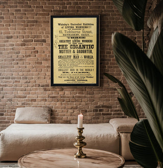Freak Show Poster Print – Gigantic Mother Daughter & Smallest Man – Victorian Living Wonders Reprint – Vintage Sideshow Poster - Just Great Posters