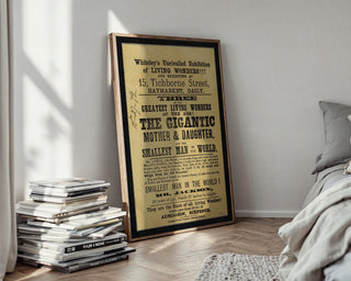 Freak Show Poster Print – Gigantic Mother Daughter & Smallest Man – Victorian Living Wonders Reprint – Vintage Sideshow Poster - Just Great Posters