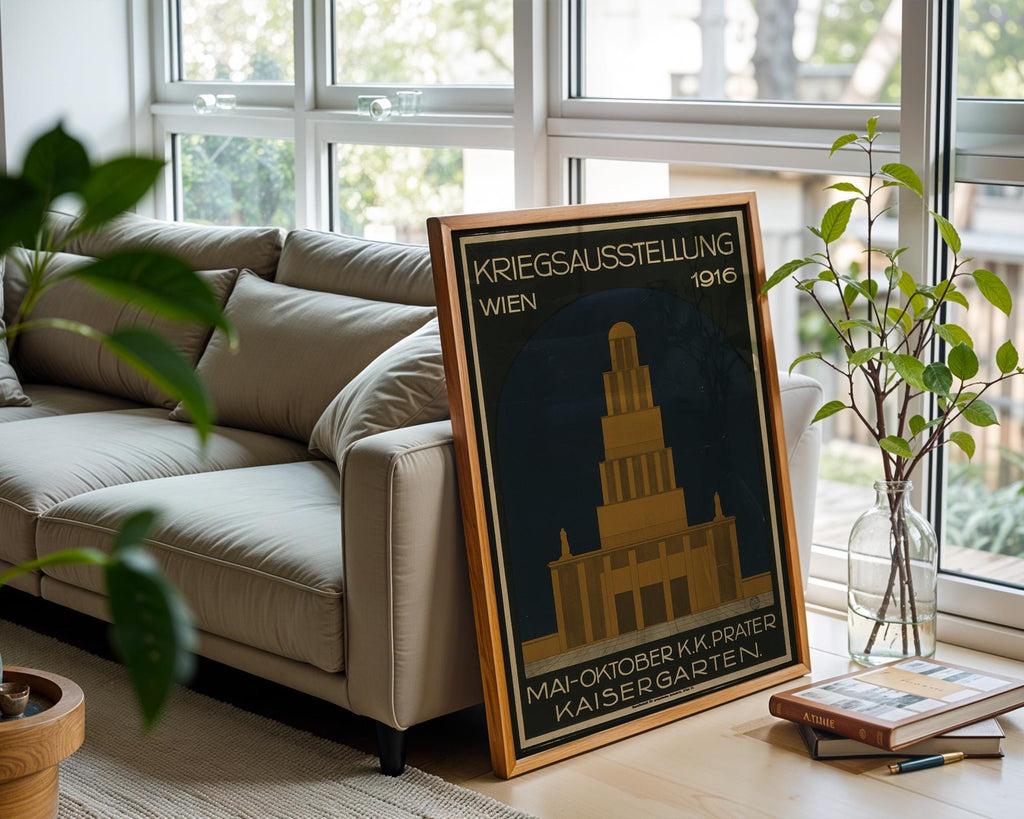Modernist Poster Print – 1916 Vienna War Exhibition Reprint – Bauhaus - Style Architecture Art – Historic Monument Poster - Just Great Posters