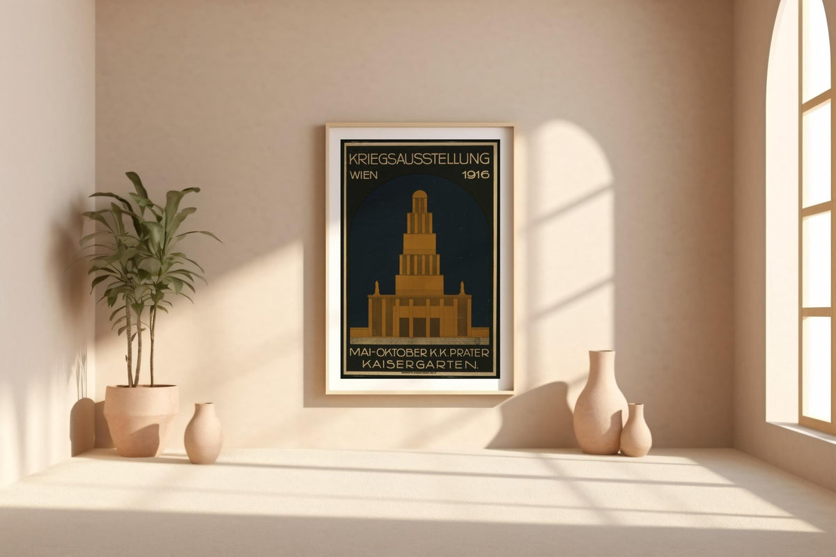 Modernist Poster Print – 1916 Vienna War Exhibition Reprint – Bauhaus - Style Architecture Art – Historic Monument Poster - Just Great Posters