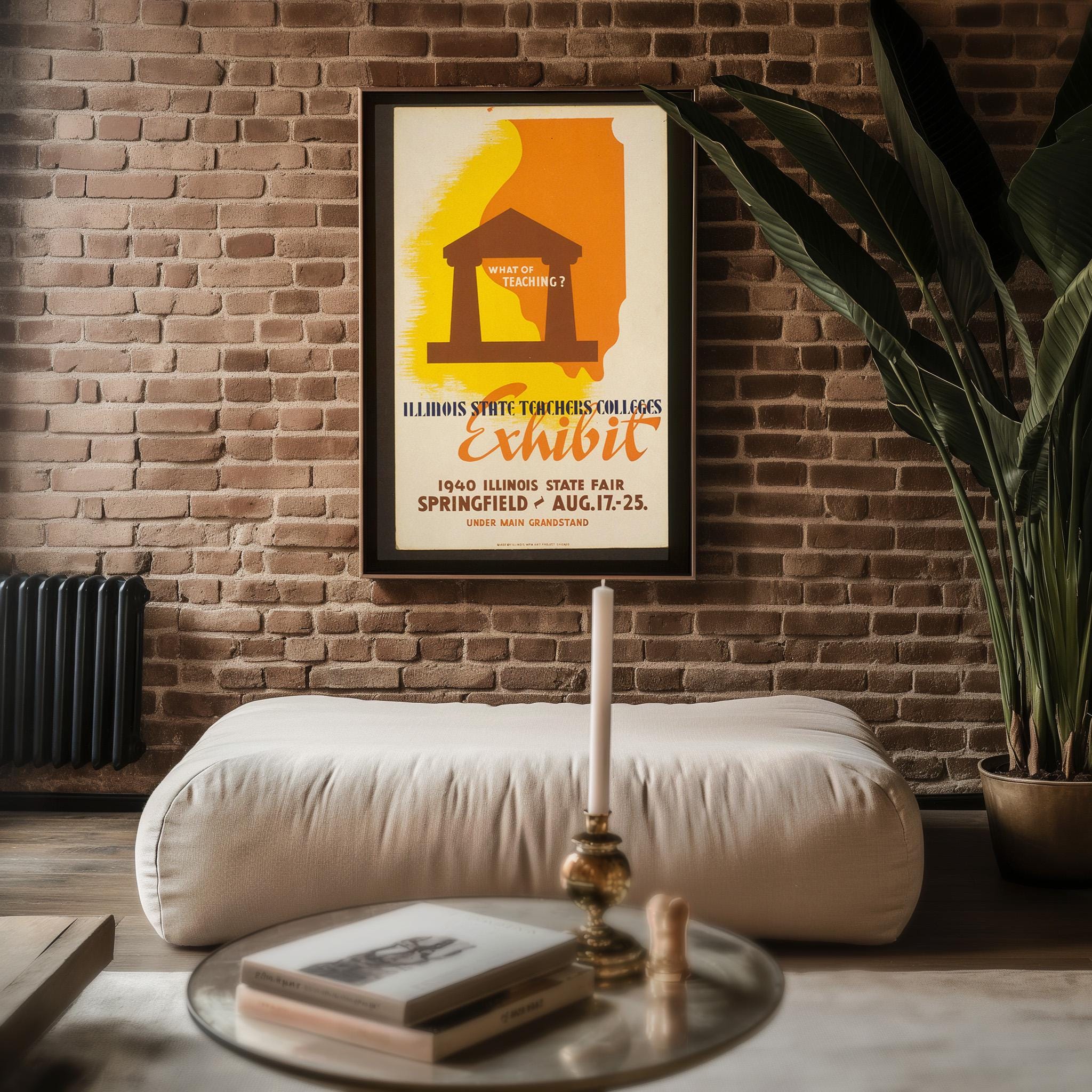 Vintage Education Poster Print – Illinois Teachers Colleges 1940 Fair Reprint – Bold WPA Style Graphic with Teaching Message - Just Great Posters