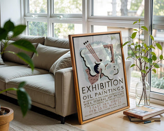 WPA Exhibit Poster Print – Oil Paintings Gallery Show Reprint – Federal Art Project 1930s Artwork with Pastel Abstract Still Life - Just Great Posters