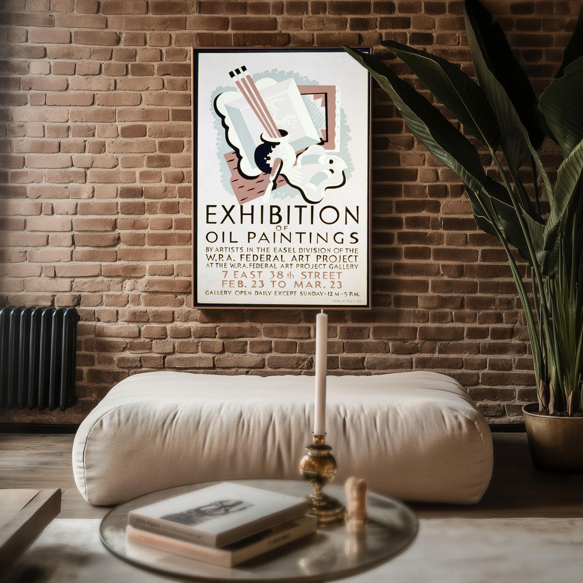 WPA Exhibit Poster Print – Oil Paintings Gallery Show Reprint – Federal Art Project 1930s Artwork with Pastel Abstract Still Life - Just Great Posters