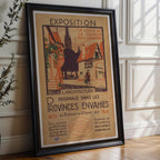 French Exhibition Poster Print – 1917 Architecture Show Reprint – Regional Village Scene with Timber Buildings and Red Accents - Just Great Posters