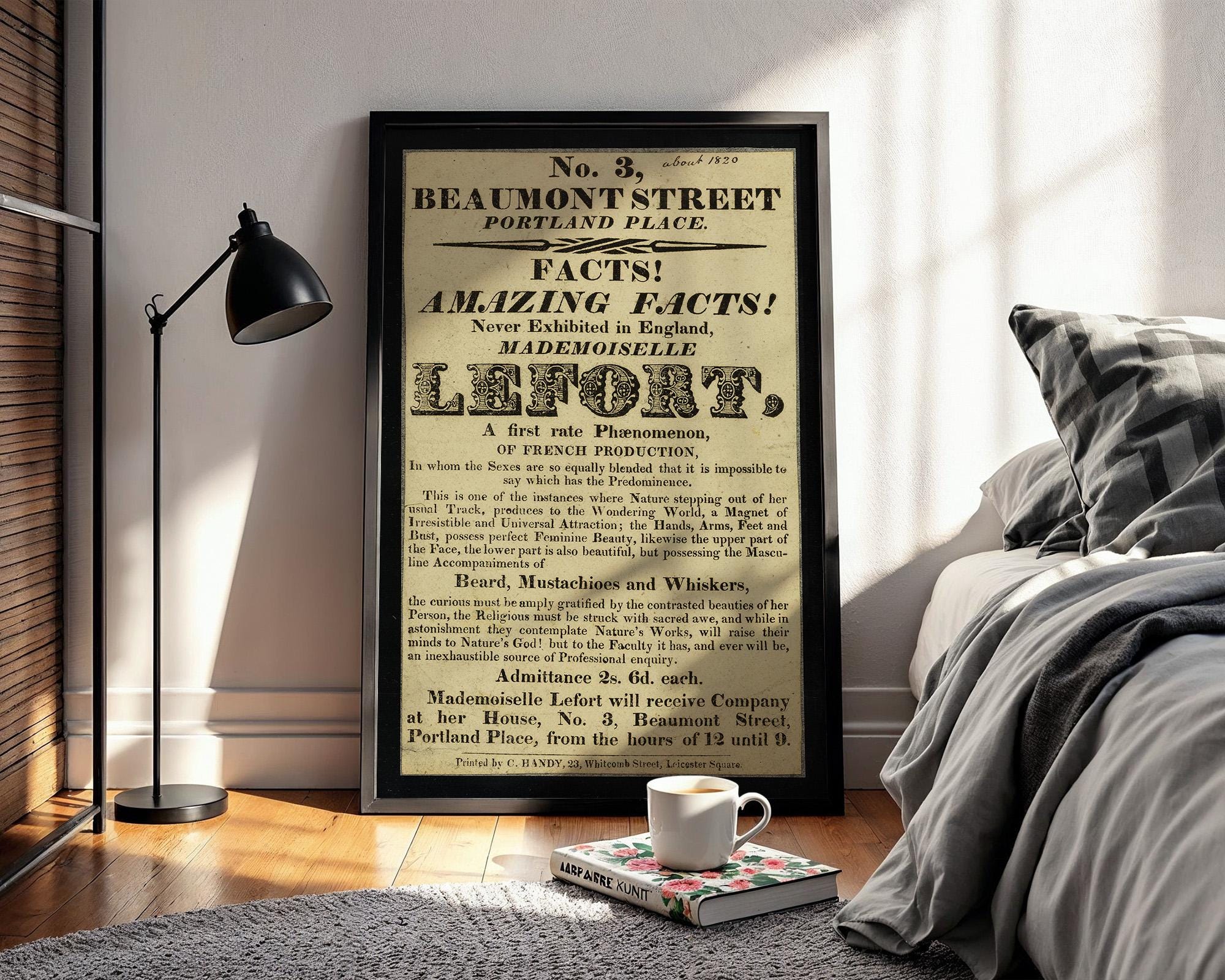 Freak Show Poster Print – Mademoiselle Lefort Vintage Reprint – Bearded Lady Flyer from 1800s Exhibition of Natural Wonders - Just Great Posters