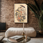 Japanese Print Reproduction – Traditional Woodblock Kimono Woman Poster – Vintage Ukiyo - e Style Reprint with Floral Detail - Just Great Posters