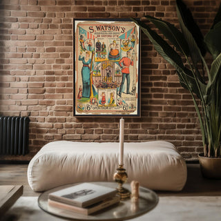 Vintage Sideshow Poster Print – Watson’s Living Curiosities Reprint – Freak Show Museum Poster with Performers and Claims - Just Great Posters