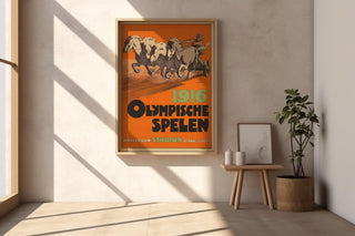 Bold Vintage Olympic Poster Print – 1916 Amsterdam Chariot Horse Racing Art – Retro Sports Wall Art, Myth - Inspired Print, Free Shipping - Just Great Posters