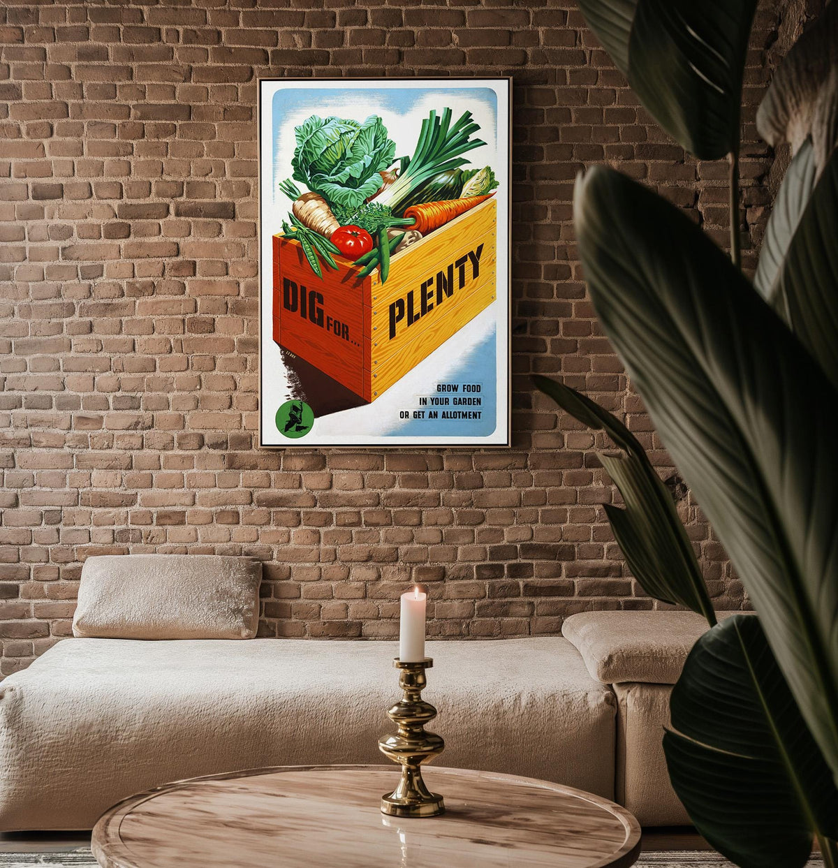 Vintage Wartime Garden Poster – Dig for Victory Print with Veggie Crate Art – WWII Food Propaganda Wall Art, Retro Home Kitchen Decor - Just Great Posters