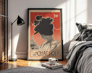 Vintage Le Chat Noir Poster Print – 1890s French Art Nouveau Style with Silhouette Woman – Parisian Black Cat Cabaret Wall Art - Just Great Posters
