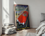 Retro Science Magazine Cover Print – 1950s Futuristic Car Wall Art – Bold Mid - Century Tech Poster, Red Space Age Driving Illustration - Just Great Posters