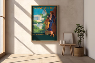 Vintage Washington DC Travel Poster Print – Soft Pink Capitol Illustration – Romantic USA Wall Art, City Beautiful Movement Style - Just Great Posters