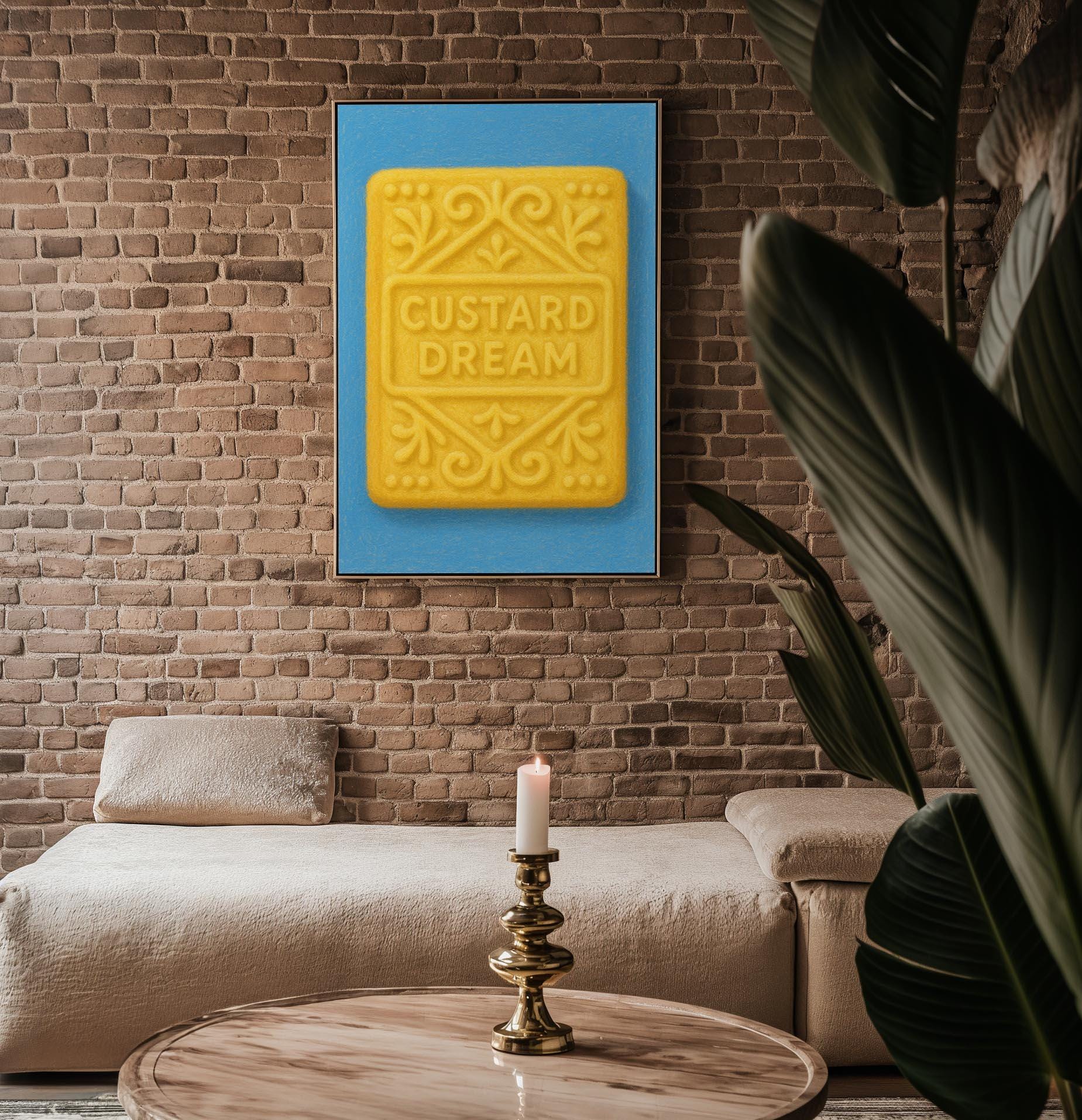 Custard Cream Biscuit Art Print – Retro Cookie Poster – British Treat Wall Art – Playful Kitchen Print – Bold Snack Illustration Gift - Just Great Posters