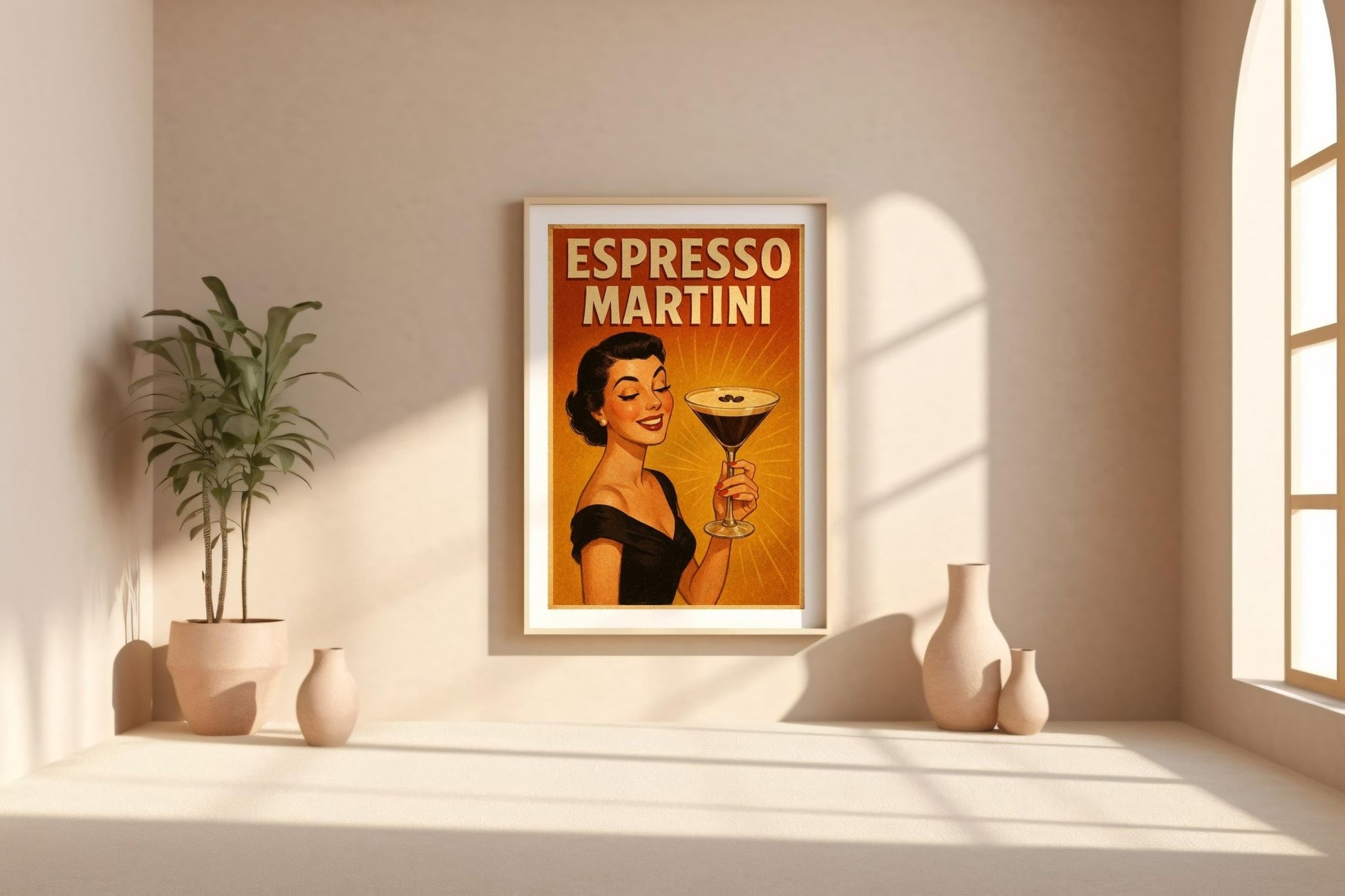 Espresso Martini Poster – Retro Cocktail Wall Art – Glam Vintage Bar Print – Bold Espresso Artwork – Chic Gift for Coffee & Cocktail Lovers - Just Great Posters