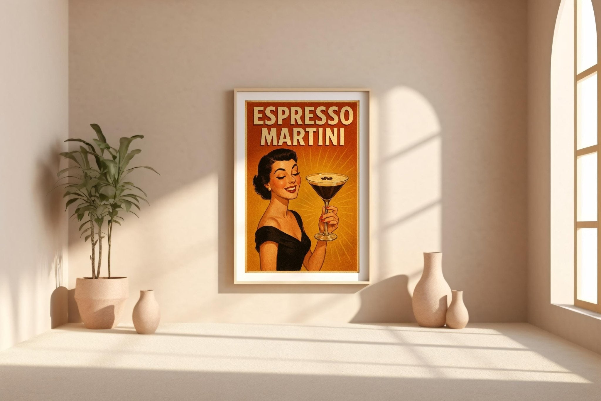 Espresso Martini Poster – Retro Cocktail Wall Art – Glam Vintage Bar Print – Bold Espresso Artwork – Chic Gift for Coffee & Cocktail Lovers - Just Great Posters